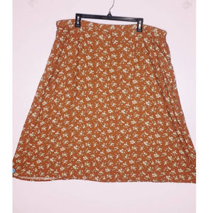 Vintage 90's Herman Geist Rust Ditsy Floral A-line Skirt Rayon Cottagecore 2X